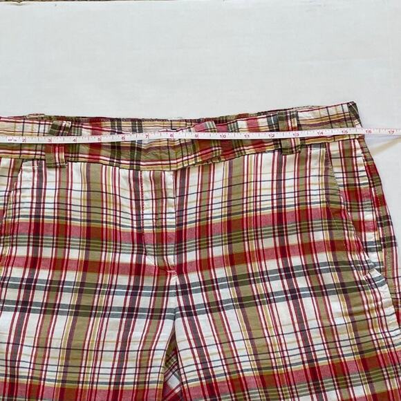 J. Crew Y2K Favorite Fit, Mid Rise Red Tan Plaid Capri Pant/Clam Diggers, Size 2 - Picture 8 of 10
